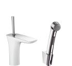 Изображение товара Смеситель для умывальника HANSGROHE PuraVida 15275400 с гигиеническим душем белый хром