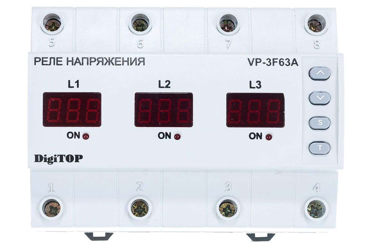 Реле напряжения Digitop Vp-3F63A - цена, фото и инструкция - купить в  Москве, СПб и РФ