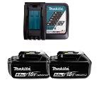 Изображение товара Набор аккумуляторов MAKITA 191L74-5 с зарядным устройством BL1850B 18В 5Ач