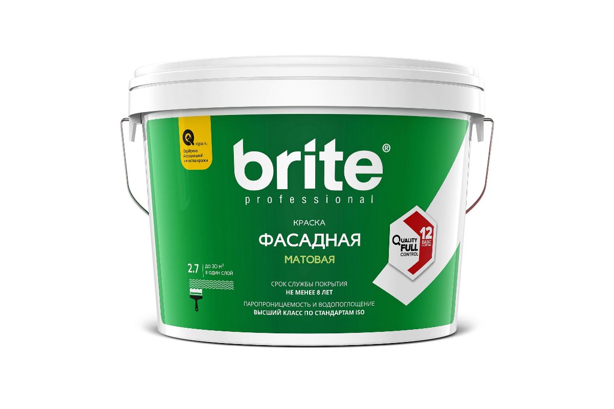 Белая фасадная краска отзывы. Краска фасадная Brite professional белая матовая база а, 9л мт000088182. Краска Брайт фасадная. Фасадная белая краска униколор. Brite краска моющая.