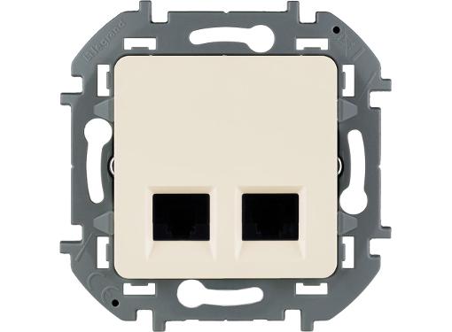 Изображение товара Механизм розетки LEGRAND Inspiria 673841 с двумя RJ45 CAT.6 UTP, скрытая установка