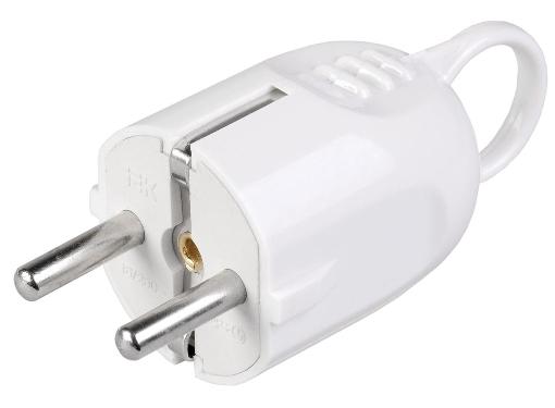 Изображение товара Вилка угловая IEK EVP12-16-01-К01 белая разборная с заземлением 16А