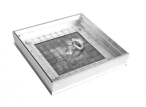 Изображение товара Люк ревизионный напольный PROMLYUK Горизонт 50х50 алюминиевый водонепроницаемый