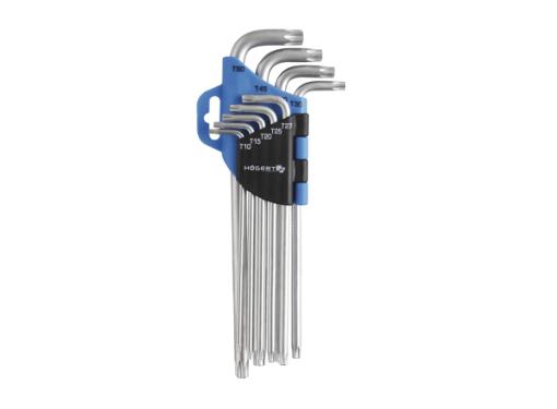 Изображение товара Набор ключей TORX T10-T50 HOGERT TECHNIK HT1W818 удлиненные Г-образные инструменты