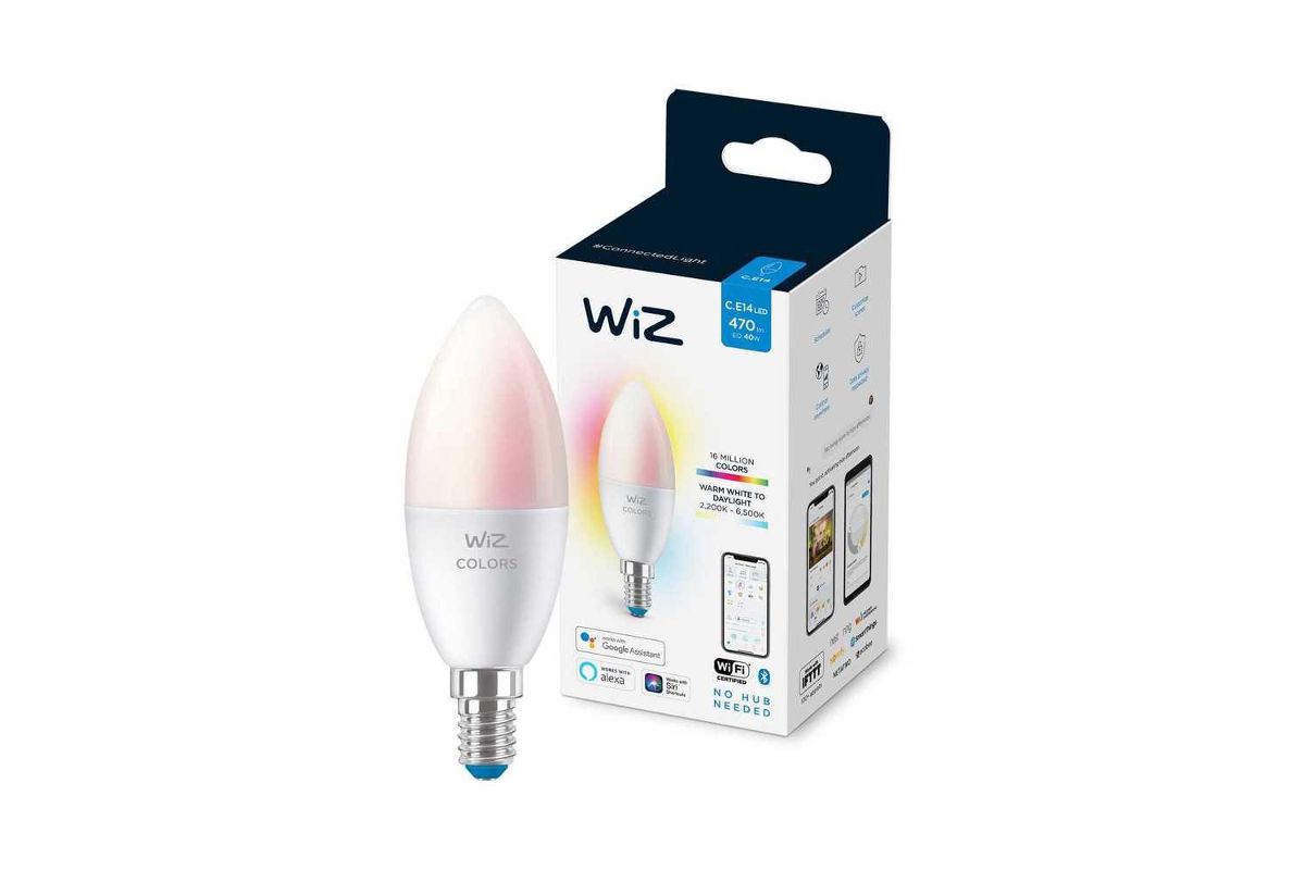 Умная лампа Wiz Wi-Fi BLE 40W C37 E14 922-65 RGB 1PF/6 (929002448802) -  цена, фото - купить в Москве, СПб и РФ