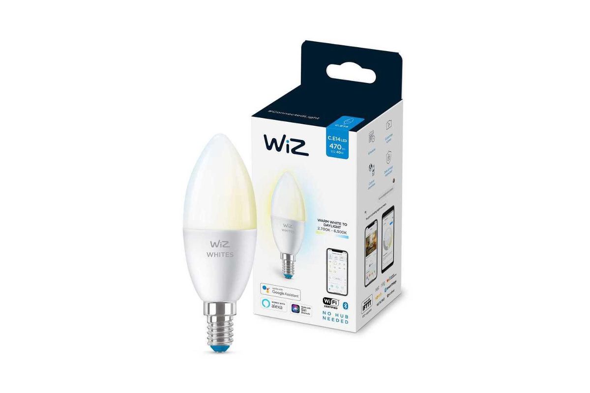 Умная лампа Wiz Wi-Fi BLE 40W C37 E14 927-65 TW 1PF/6 (929002448702) -  цена, фото - купить в Москве, СПб и РФ