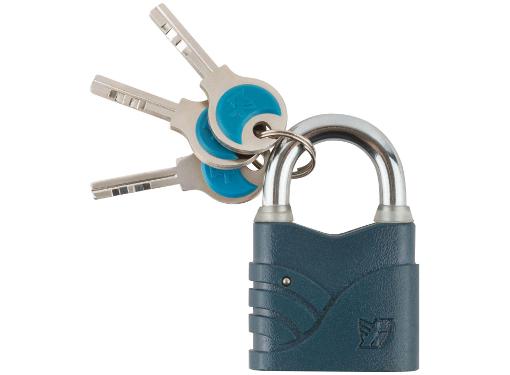 Замок тросовый CHINA навесной "Блюз" синий 50х42 мм, стальная дужка 8 мм