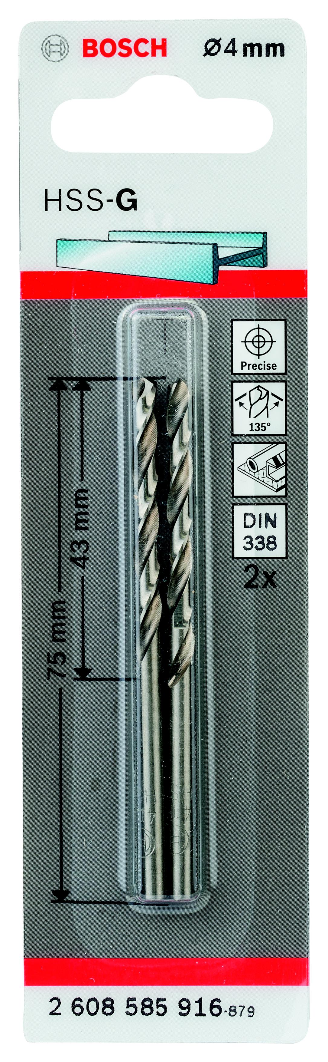 

Сверло по металлу Bosch Hss-g standardline 4.0 мм (2.608.585.916), Hss-g standardline 4.0 мм (2.608.585.916)