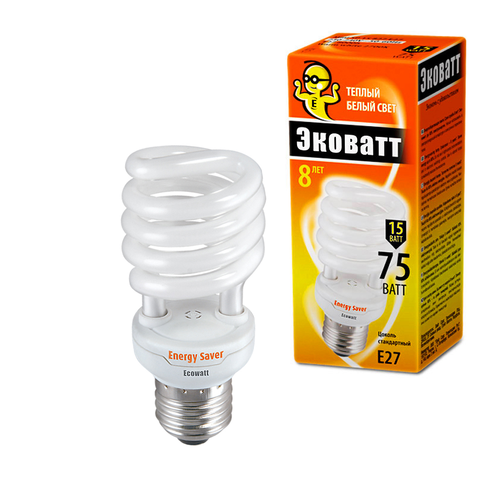 

Лампа энергосберегающая Ecowatt Mini sp 15w 827 e27, Mini sp 15w 827 e27