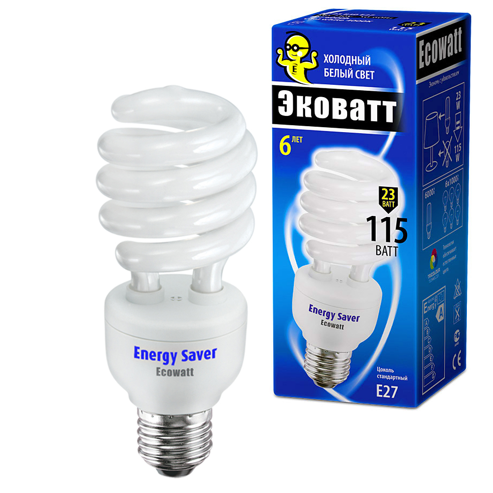 

Лампа энергосберегающая Ecowatt Sp 23w 840 e27, Sp 23w 840 e27