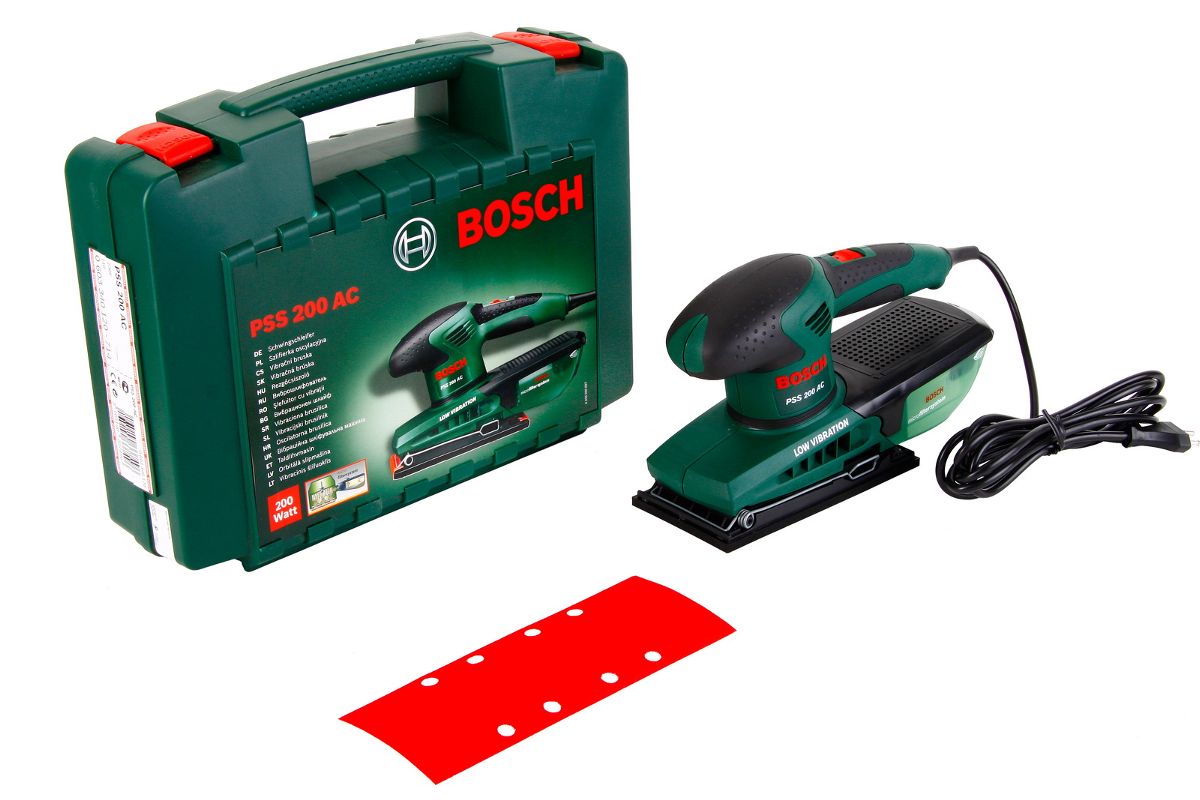 BOSCH PSS 200 AC, шлифовальная машинка плоская вибрационная - купить, цена,  отзывы, видео и инструкция