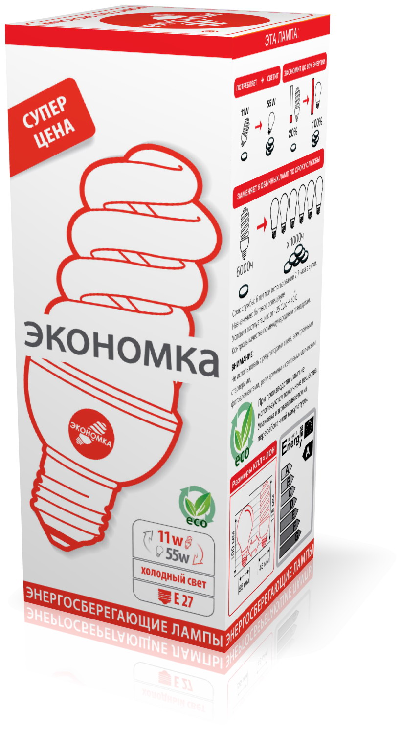 

Лампа энергосберегающая ЭКОНОМКА 11Ватт e27