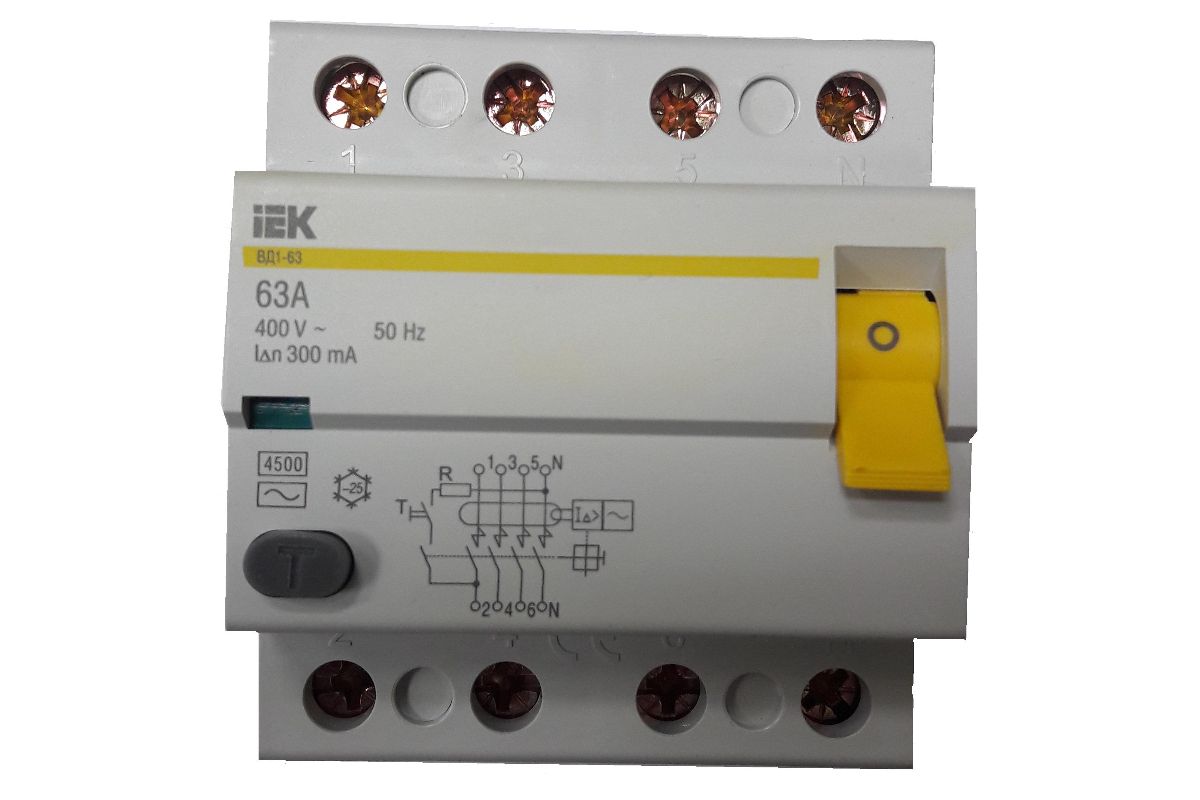 УЗО Iek ВД1-63 4Р 63А 300мА - цена, фото - купить в Москве, СПб и РФ