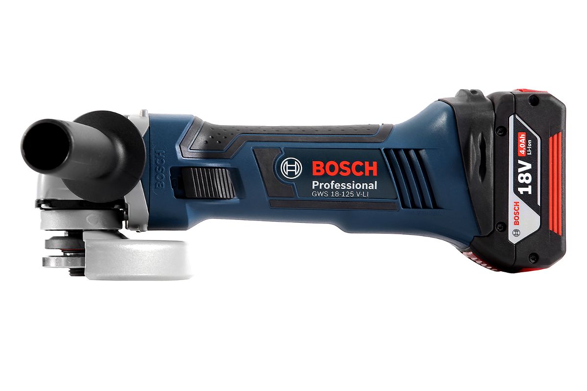 УШМ (болгарка) Bosch GWS 18-125 V-LI 4.0Ач L-BOXX (060193A30B) - цена,  отзывы, видео, фото и инструкция - купить в Москве, СПб и РФ