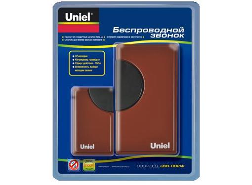 Изображение товара Беспроводной дверной звонок UNIEL UDB-002W-R1T1-32S-100M-RD с 32 мелодиями и 100 м радиуса