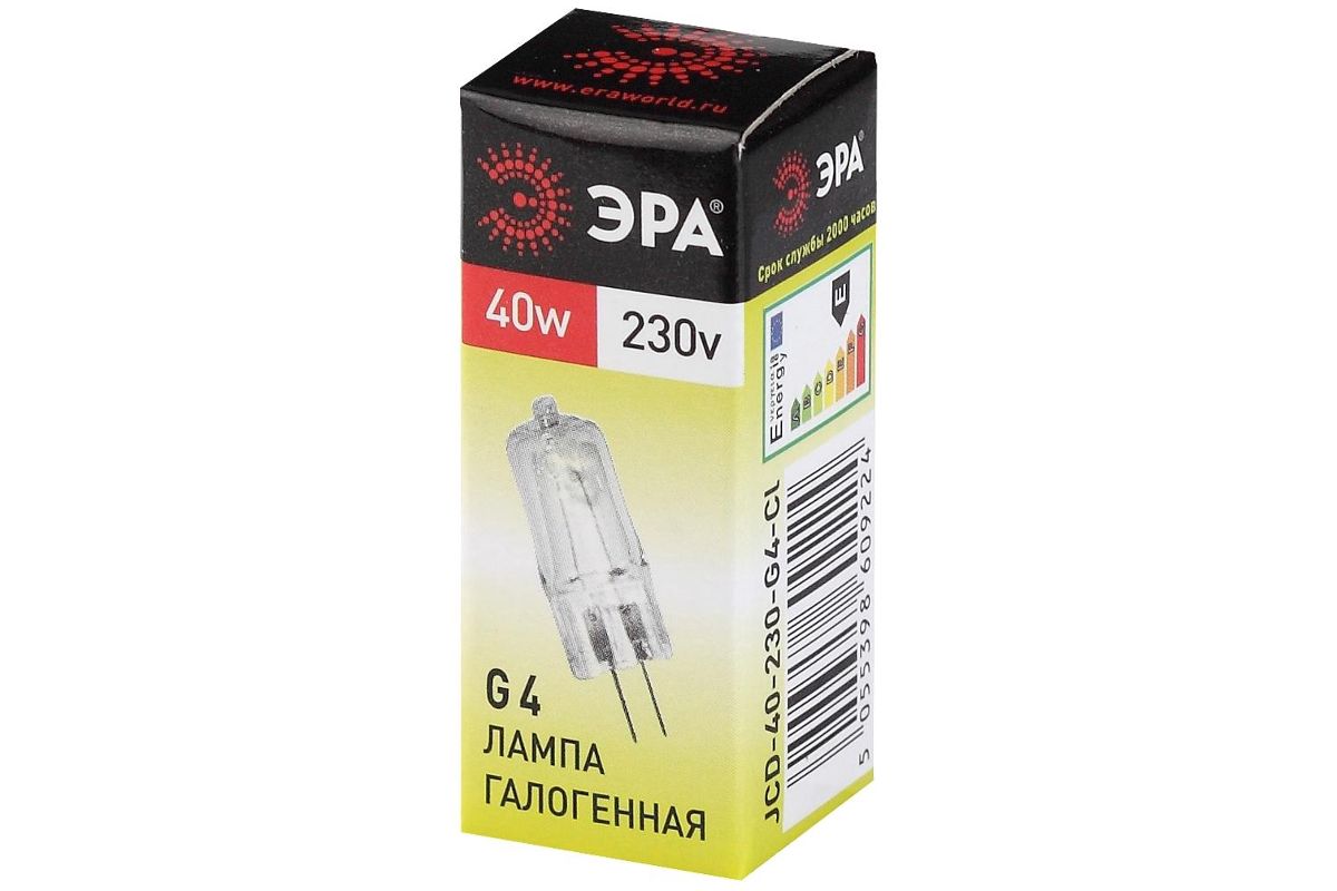 Лампа галогенная ЭРА G4-JCD-40W-230V-Cl - цена, отзывы, фото - купить в  Москве, СПб и РФ