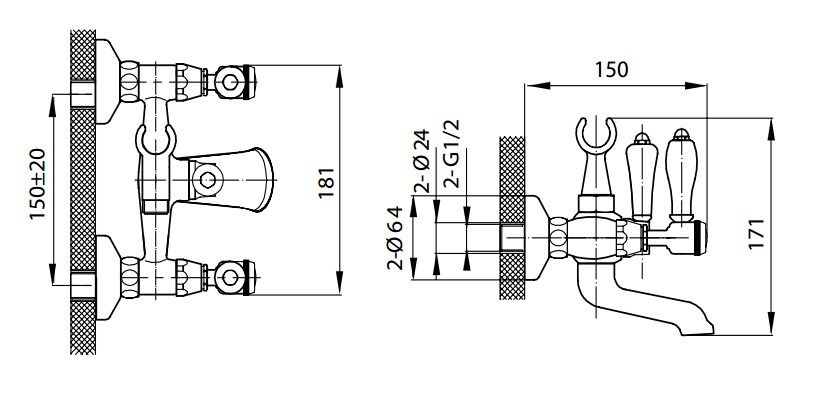 Смеситель ретро настенный Edelform Lumier lm2810